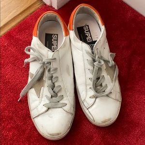 White golden goose superstar with orange back